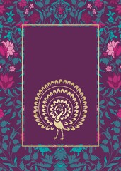 peacock, feathers ,wedding card design, royal India	