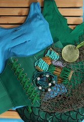 Mermaid Fashion With Jewelry and Fishing Net Close up