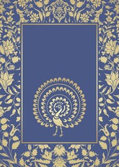 peacock, feathers ,wedding card design, royal India	