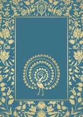 peacock, feathers ,wedding card design, royal India	