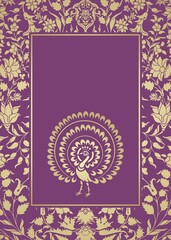 peacock, feathers ,wedding card design, royal India	