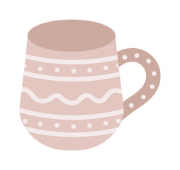 ceramic beige cup, decorated with geometric ornaments