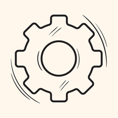 Gear mechanism sketch vector illustration. Symbol of technology, development, engineering, work and motion. Abstract cogwheel black outline doodle