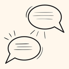 Simple comic speech bubble. Dialogue, communication, discussion element. Vector doodle chat icon. Message symbol drawing