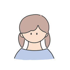 ツインテールの女の子のバストアップアイコンイラスト