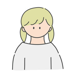 Fototapeta premium ツインテールの女の子のバストアップアイコンイラスト