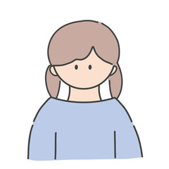 ツインテールの女の子のバストアップアイコンイラスト