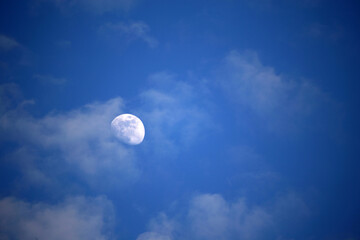 Naklejka na ściany i meble Beautiful cirrus clouds and Moon