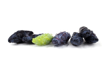 Haskap berries isolated on white