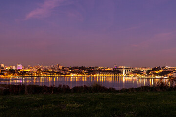 View of the Oporto city at dusk, Portugal, Europe