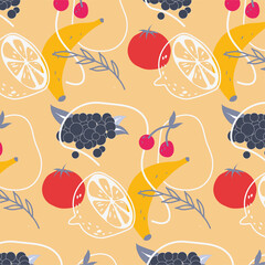 Composition de fruit - fond orange