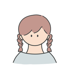 三つ編みの女の子のバストアップアイコンイラスト