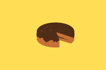 Chocolate Cake Icon Sign Flat Illustration