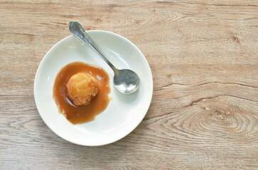 mashed potato dressing gravy sauce and silver spoon on plate