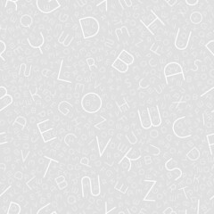 Stylish seamless vector alphabet pattern. Fashion grey repeatable background