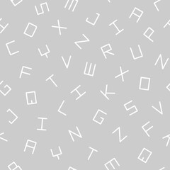 Fototapeta na wymiar Vector simple seamless alphabet pattern with latin letters. Grey repeatable minimalistic background