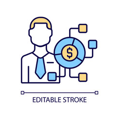 Digital finance expert RGB color icon. Financial field digitalization. Remote services consultant. Industry innovation. Isolated vector illustration. Simple filled line drawing. Editable stroke
