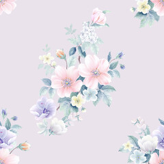 Fototapeta na wymiar watercolor flowers , suitable for fabric, greeting card, wallpaper, packaging