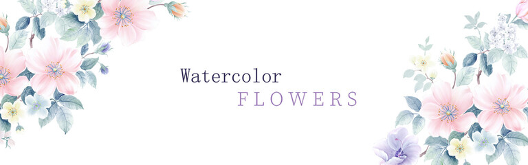  watercolor flowers , suitable for fabric, greeting card, wallpaper, packaging