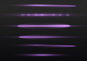 Horizontal violet light rays, flash purple line.