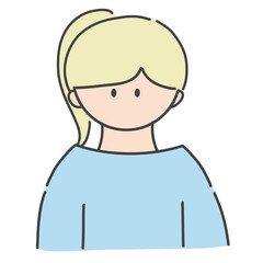 女の子, 人物, アイコン, バストアップ, 上半身, 女性,.子供,.ポニーテール, 髪型, ヘアカラー,.おしゃれ, 若い, 若者, シンプル, ベクター, イラスト, 素材, フラットデザイン