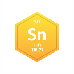 Tin symbol. Chemical element of the periodic table. Vector stock illustration.