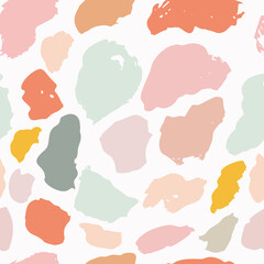 Seamless pattern with brush spots, organic design. Hand drawn modern textured wallpaper.