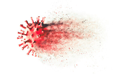 Virus, covid-19, coronavirus. Vaccine, disinfectant. Elimination of the Sars-Cov-2 virus. Suppression and inactivation of the virus. 3d rendering