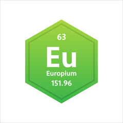 Europium symbol. Chemical element of the periodic table. Vector stock illustration