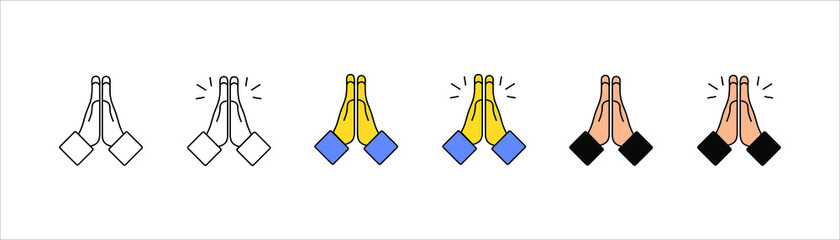 Hand pray symbol. Folded Hands vector icon. Vector
