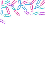 Stationary paperclips isolated on white background