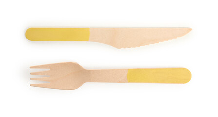 Recycle cutlery, ecology fork and knife isolated white background.