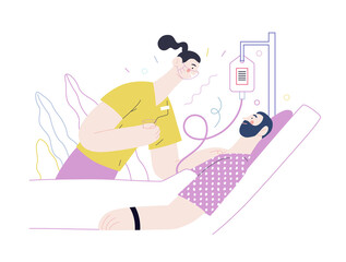 Nursing care - medical insurance illustration. Flat vector