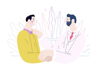 Obraz premium Doctor and patients - medical insurance illustration. Flat vector