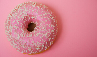 Food. Dessert. Dessert colorful snack. Delicious donut with sprinkles. Bakery cake. Sweet food...
