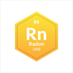 Radon symbol. Chemical element of the periodic table. Vector stock illustration.