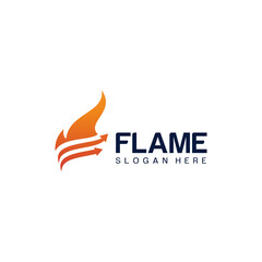 flaming fire logo set combination with arrows