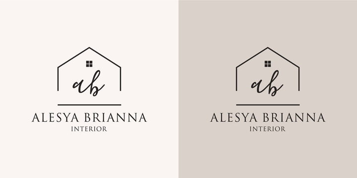 hand drawn minimalist interior logo set