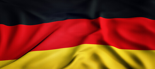 Waving flag concept. National flag of the Federal Republic of Germany. Waving background. 3D rendering.