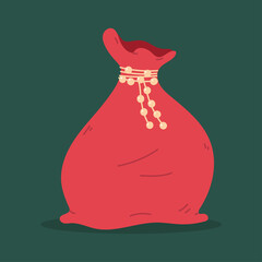 Santa sack with gifts vector cartoon illustration isolated on background.