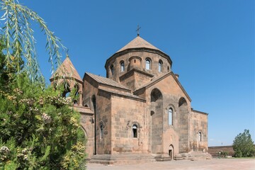 Fototapeta na wymiar Armenia, Echmiadzin, September 2021. View of the ancient Armenian temple of St. Hripsime.
