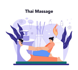 Thai masseur concept. Spa procedure in beauty salon. Massage back