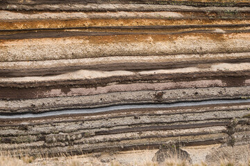 Colorful layers of volcanic soil