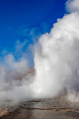 Landscape of El Tatio geothermal field with geyers in the Andes mountains, Atacama, Chile