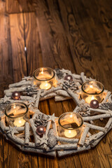 white advent christmas wreath with candles