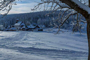 Winter landscape around Mala Upa, Giant Mountains (Krkonose), Northern Bohemia, Czech Republic