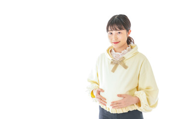 私服姿の若い妊婦の女性