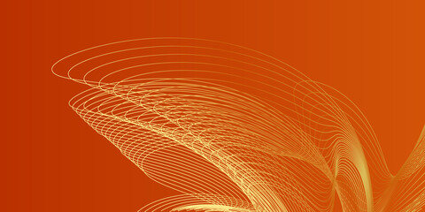 Abstract orange background with gold lines