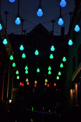 Some photos of the beautiful lights hanging in Soho, London.