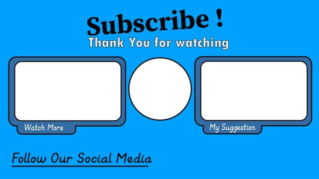  Youtube End Screen with blue design and blue lines. Social Media Design
